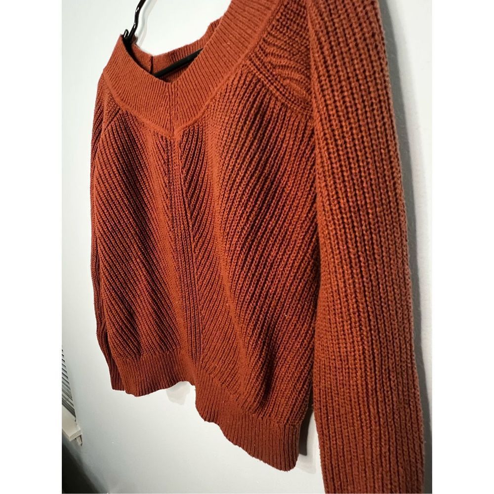 Abercrombie & Fitch Cropped Off Shoulder Brown Sweater Knit Chunky Size Small